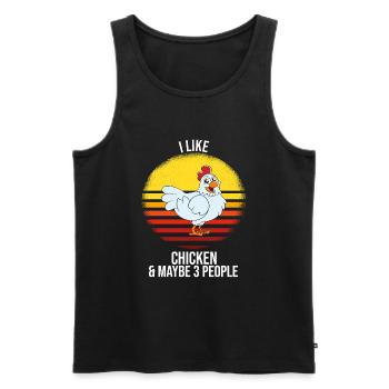 Drôle de poulet disant poulet - Débardeur bio Premium Homme - noir - Devant - Michal (187cm)
