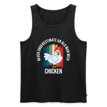 Funny Chicken Saying Chicken - Men's Premium Organic Tank Top - black - Front - AI Model Male 178 light (178cm)