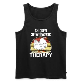 Drôle de poulet disant poulet - Débardeur bio Premium Homme - noir - Devant - Michal (187cm)