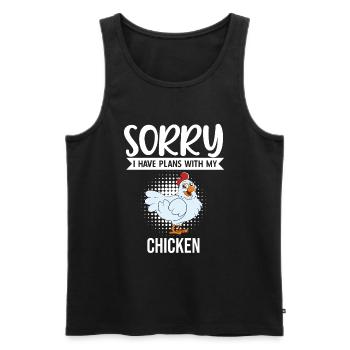 Funny Chicken Saying Chicken - Men's Premium Organic Tank Top - black - Front - AI Model Male 178 light (178cm)