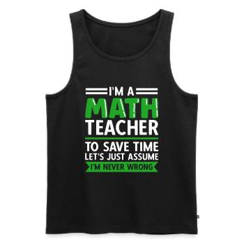 professeur de mathématiques disant mathématicien - Débardeur bio Premium Homme - noir - Devant - AI Model Male 178 light (178cm)