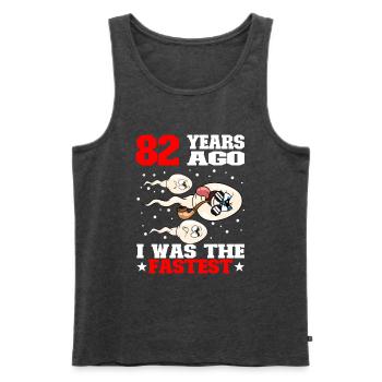 Lustiger Geburtstagsspruch 82 Jahre Alt - Männer Premium Bio Tank Top - Anthrazit meliert - Vorne - AI Model Male 178 light (178cm)