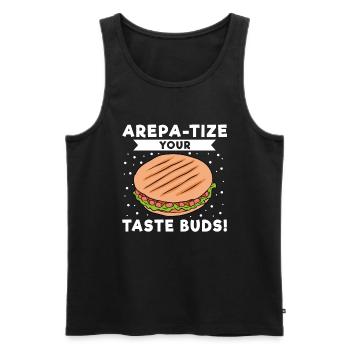 Arepa-tize vos papilles - Débardeur bio Premium Homme - noir - Devant - Michal (187cm)