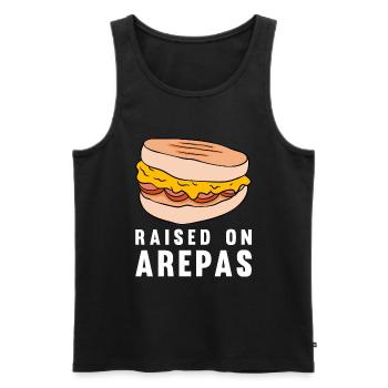 Élevé sur Arepas - Débardeur bio Premium Homme - noir - Devant - Michal (187cm)