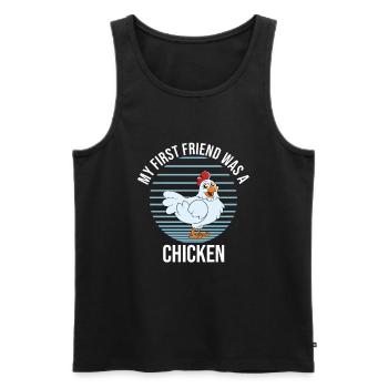 Funny Chicken Saying Chicken - Men's Premium Organic Tank Top - black - Front - AI Model Male 178 light (178cm)