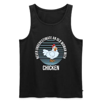 Funny Chicken Saying Chicken - Men's Premium Organic Tank Top - black - Front - AI Model Male 178 light (178cm)