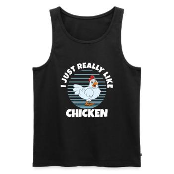 Funny Chicken Saying Chicken - Men's Premium Organic Tank Top - black - Front - AI Model Male 178 light (178cm)