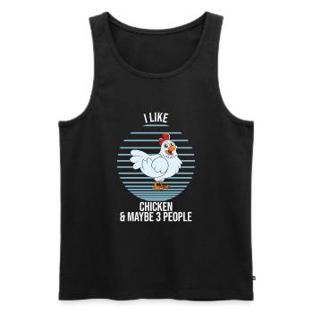 Funny Chicken Saying Chicken - Men's Premium Organic Tank Top - black - Front - Michal (187cm)