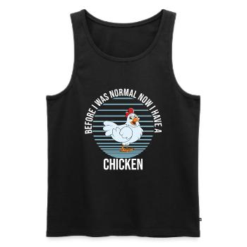 Funny Chicken Saying Chicken - Men's Premium Organic Tank Top - black - Front - AI Model Male 178 light (178cm)
