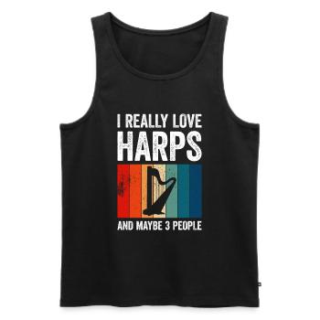 Harfenspieler Harfe Musik Harfenist - Männer Premium Bio Tank Top - Schwarz - Vorne - Michal (187cm)