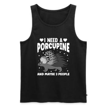 Mignon Porc-épic Drôle - Débardeur bio Premium Homme - noir - Devant - Michal (187cm)