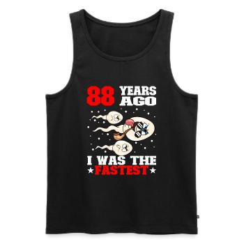 Funny birthday saying 88 years old - Men's Premium Organic Tank Top - black - Front - AI Model Male 178 light (178cm)