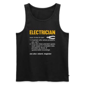 Électricien Dire Compagnon Électricien - Débardeur bio Premium Homme - noir - Devant - Michal (187cm)