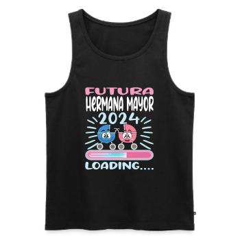 Schwester 2024 Hermana Mayor 2024 - Männer Premium Bio Tank Top - Schwarz - Vorne - AI Model Male 178 light (178cm)