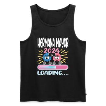 Schwester 2024 Hermana Mayor 2024 - Männer Premium Bio Tank Top - Schwarz - Vorne - AI Model Male 178 light (178cm)