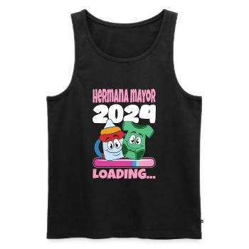 Schwester 2024 Hermana Mayor 2024 - Männer Premium Bio Tank Top - Schwarz - Vorne - AI Model Male 178 light (178cm)