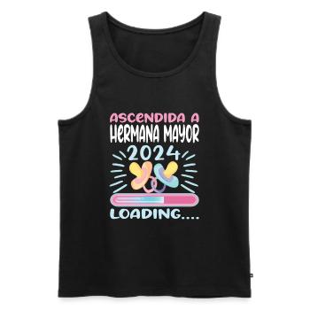 Schwester 2024 Hermana Mayor 2024 - Männer Premium Bio Tank Top - Schwarz - Vorne - AI Model Male 178 light (178cm)