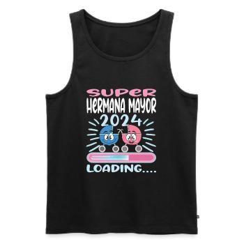 Schwester 2024 Hermana Mayor 2024 - Männer Premium Bio Tank Top - Schwarz - Vorne - AI Model Male 178 light (178cm)