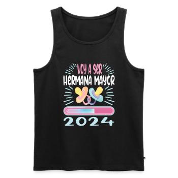 Schwester 2024 Hermana Mayor 2024 - Männer Premium Bio Tank Top - Schwarz - Vorne - AI Model Male 178 light (178cm)
