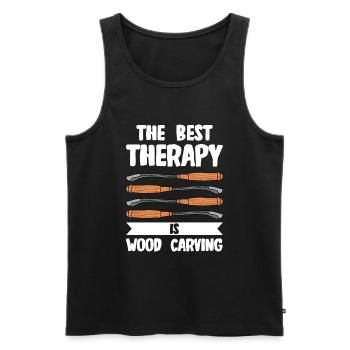 Wood Shining Wood Carving - Men's Premium Organic Tank Top - black - Front - AI Model Male 178 light (178cm)