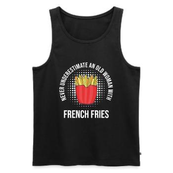 Frites drôles Frites drôles - Débardeur bio Premium Homme - noir - Devant - AI Model Male 178 light (178cm)
