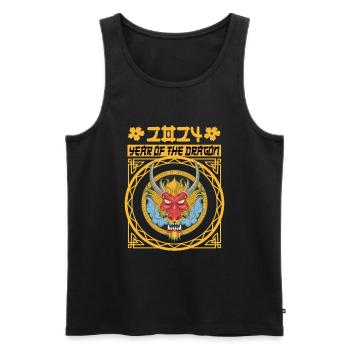 Chinese New Year Year Of The Dragon 2024 - Men's Premium Organic Tank Top - black - Front - Michal (187cm)