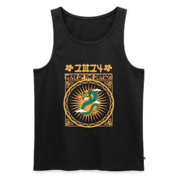 Chinese New Year Year Of The Dragon 2024 - Men's Premium Organic Tank Top - black - Front - Michal (187cm)
