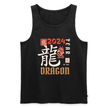 Chinese New Year Year Of The Dragon 2024 - Men's Premium Organic Tank Top - black - Front - Michal (187cm)