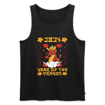 Chinese New Year Year Of The Dragon 2024 - Men's Premium Organic Tank Top - black - Front - Michal (187cm)