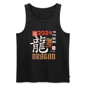 Chinese New Year Year Of The Dragon 2024 - Men's Premium Organic Tank Top - black - Front - Michal (187cm)