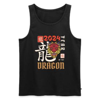 Chinese New Year Year Of The Dragon 2024 - Men's Premium Organic Tank Top - black - Front - Michal (187cm)
