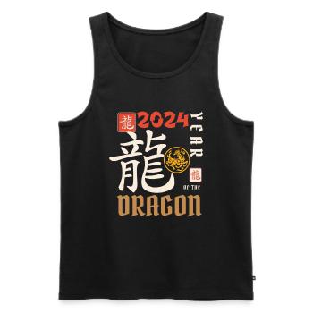 Chinese New Year Year Of The Dragon 2024 - Men's Premium Organic Tank Top - black - Front - Michal (187cm)