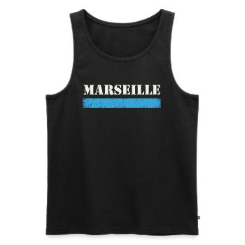 Marseille Millésime - Débardeur bio Premium Homme - noir - Devant - AI Model Male 178 light (178cm)