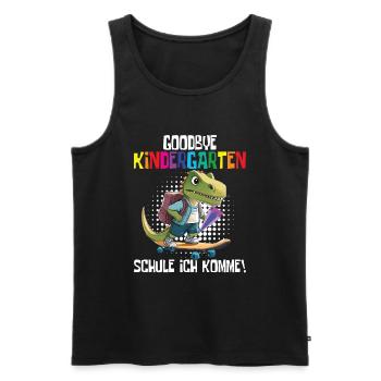 Schültüte Einschulung Dino Schulanfang - Männer Premium Bio Tank Top - Schwarz - Vorne - AI Model Male 178 light (178cm)