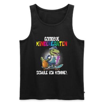School Enrollment Dino Back to School - Men's Premium Organic Tank Top - black - Front - AI Model Male 178 light (178cm)