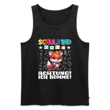 Schulkind 2024 Einschulung Schulanfang - Männer Premium Bio Tank Top - Schwarz - Vorne - Michal (187cm)