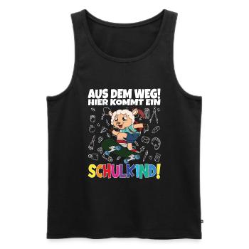 Inscription scolaire 2024 de l’école de la rentrée scolaire - Débardeur bio Premium Homme - noir - Devant - AI Model Male 178 light (178cm)
