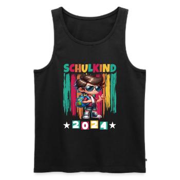 School enrolment for primary school pupils 2024 - Men's Premium Organic Tank Top - black - Front - Michal (187cm)