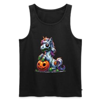 Halloween Licorne Citrouille d’Halloween - Débardeur bio Premium Homme - noir - Devant - Michal (187cm)