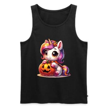 Halloween Licorne Citrouille d’Halloween - Débardeur bio Premium Homme - noir - Devant - Michal (187cm)