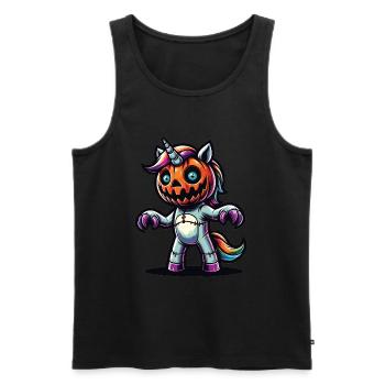Halloween Licorne Citrouille d’Halloween - Débardeur bio Premium Homme - noir - Devant - Michal (187cm)