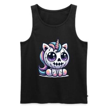 Halloween Licorne Citrouille d’Halloween - Débardeur bio Premium Homme - noir - Devant - Michal (187cm)