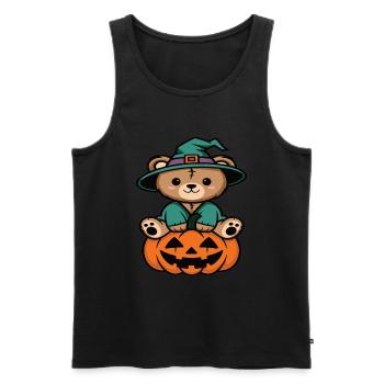 Ours en peluche d’Halloween Ours d’Halloween - Débardeur bio Premium Homme - noir - Devant - Michal (187cm)