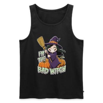 Sorcière d’Halloween Je suis la mauvaise sorcière - Débardeur bio Premium Homme - noir - Devant - AI Model Male 178 light (178cm)