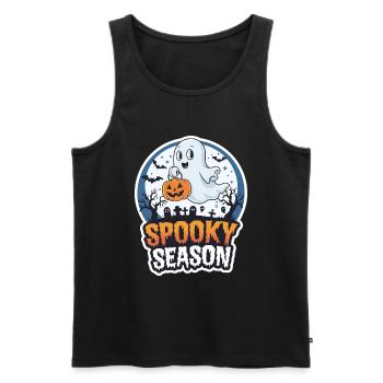 Cute Halloween Ghost Spooky Season Ghost - Men's Premium Organic Tank Top - black - Front - Michal (187cm)