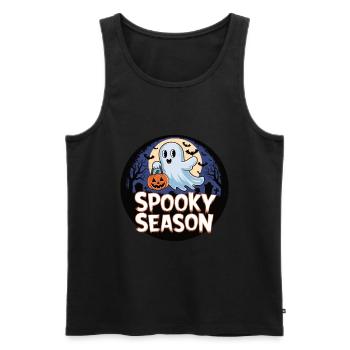 Cute Halloween Ghost Spooky Season Ghost - Männer Premium Bio Tank Top - Schwarz - Vorne - Michal (187cm)