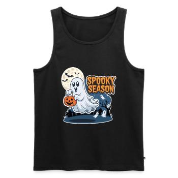 Cute Halloween Ghost Spooky Season Ghost - Männer Premium Bio Tank Top - Schwarz - Vorne - Michal (187cm)