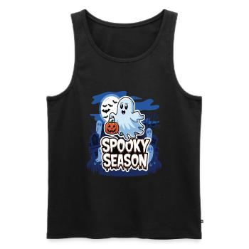 Cute Halloween Ghost Spooky Season Ghost - Men's Premium Organic Tank Top - black - Front - Michal (187cm)