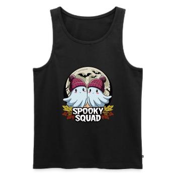 Halloween Spooky Squad fantôme avec chapeau - Débardeur bio Premium Homme - noir - Devant - Michal (187cm)