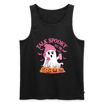Halloween Ghost Funny Talk Spooky To Me - Männer Premium Bio Tank Top - Schwarz - Vorne - AI Model Male 178 light (178cm)